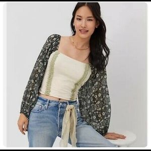 Anthropologie balloon sleeve Bardot top